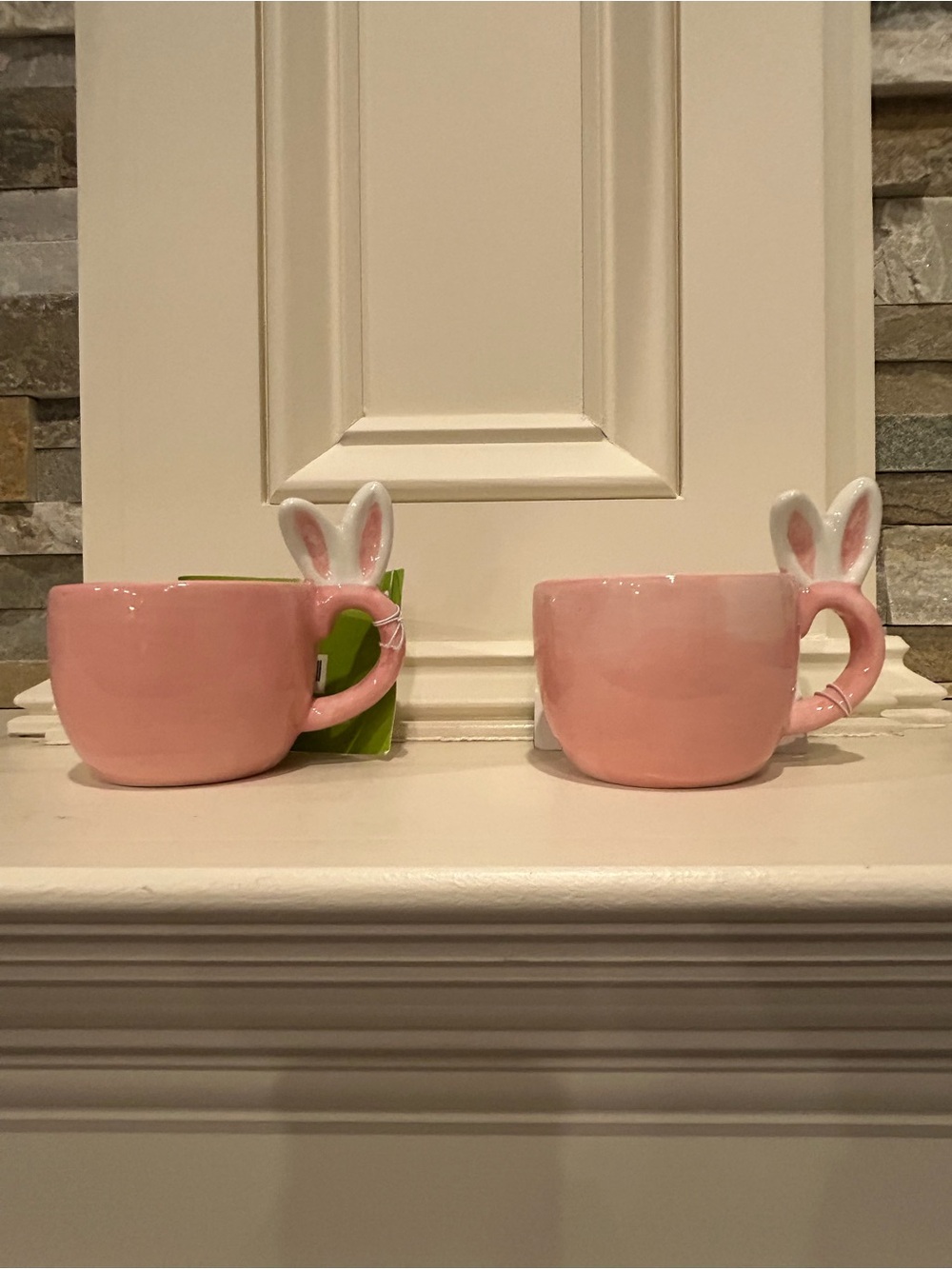 Hobby Lobby Pink Bunny Ear Ceramic Espresso Mug Set of 2 - Viral - Home Dining